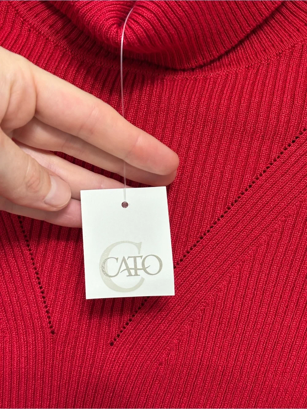 NEW Cato Ribbed Fitted Turtleneck Sweater in Red - Size L
